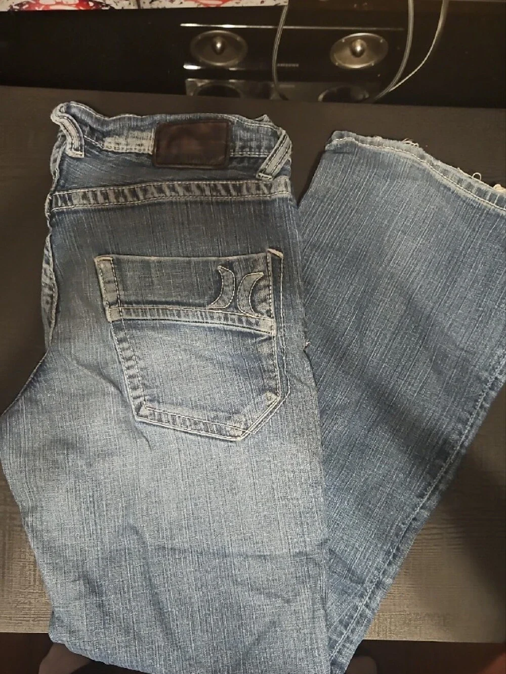 Hurley Faded Blue Denim Jeans with Back Pocket Logo